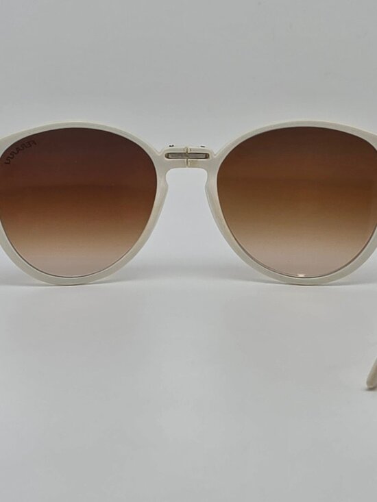 Ferarri White Frame Amber Brown Gradient Lens Folding Sunglasses w/ Case 55mm main image 7